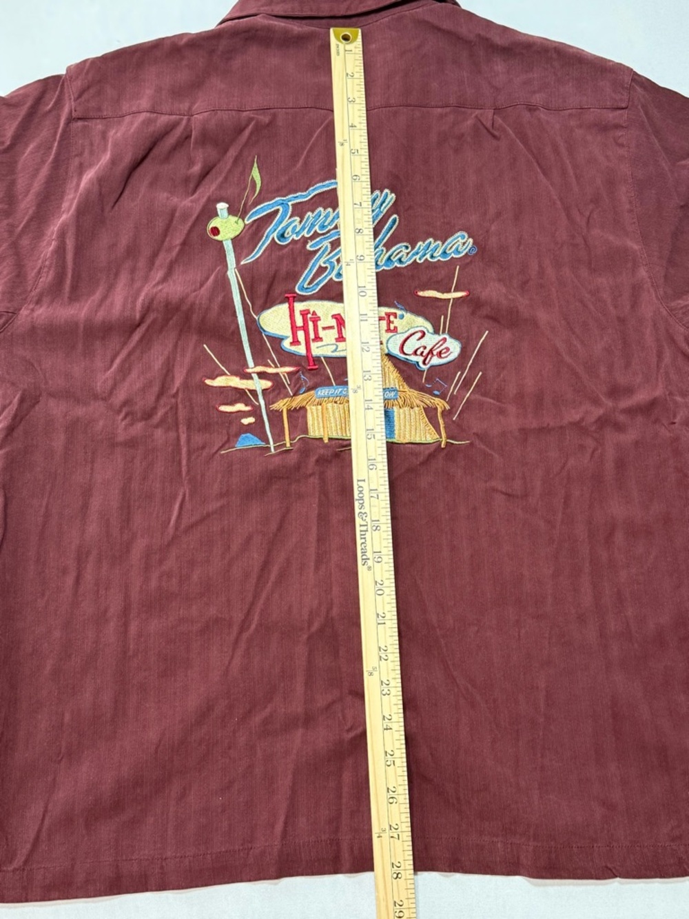Tommy Bahama Men's Hi-Note Cafe Silk Button-Down Shirt in Wine Size XL - Picture 7 of 7